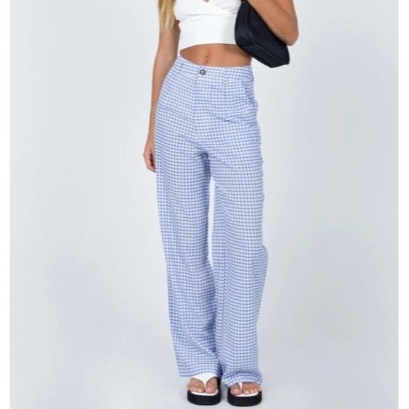 Princess Polly Reya Pants Gingham NWT - Picture 1 of 9